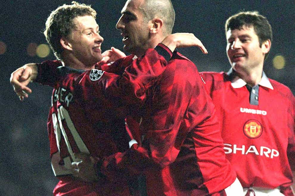 Former Manchester United captain Eric Cantona has backed current manager Ole Solskjaer (left) to lead the club to the Premier League title