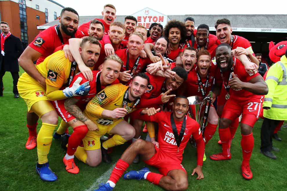 Leyton Orient celebrate promotion to the Football League