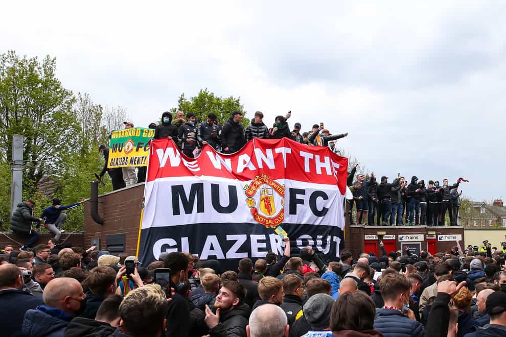 Manchester United fan protest outside Old Trafford on May 2