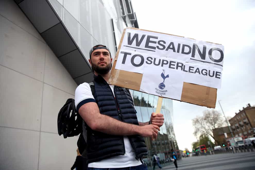 Tottenham fans stage a protest outside of their club's stadium
