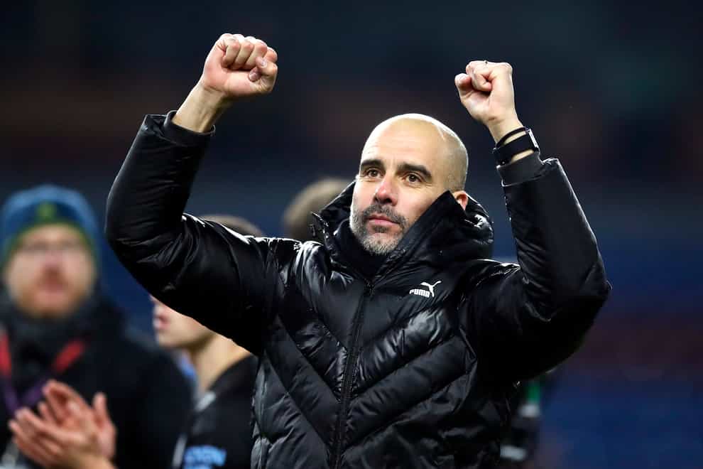 Manchester City manager Pep Guardiola celebrates