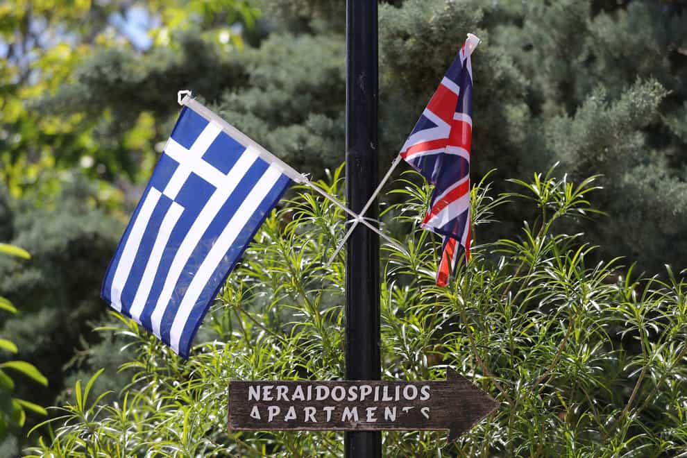 Greek and UK flags