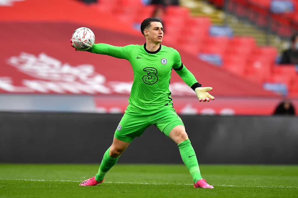Kepa Arrizabalaga, pictured, will start the FA Cup final for Chelsea on Saturday