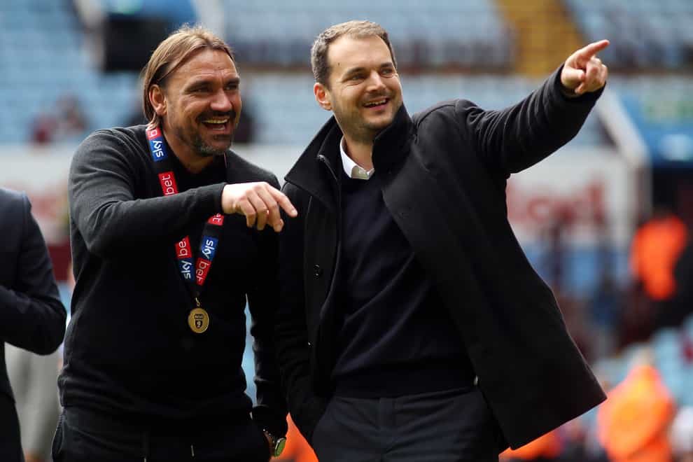 Norwich manager Daniel Farke (left) and sporting director Stuart Webber celebrate