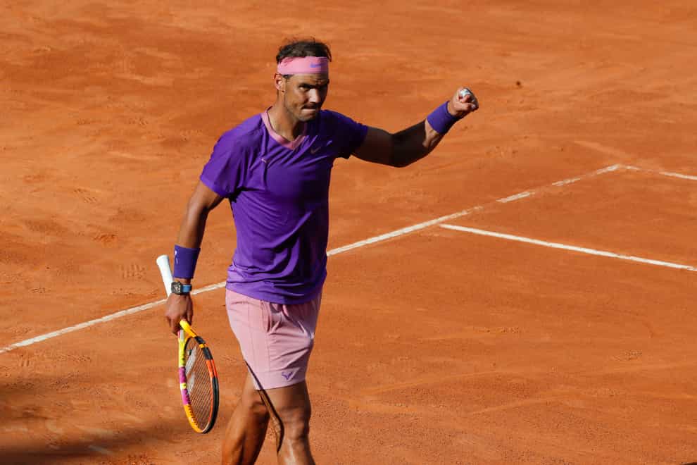 Rafael Nadal celebrates his epic victory over Denis Shapovalov