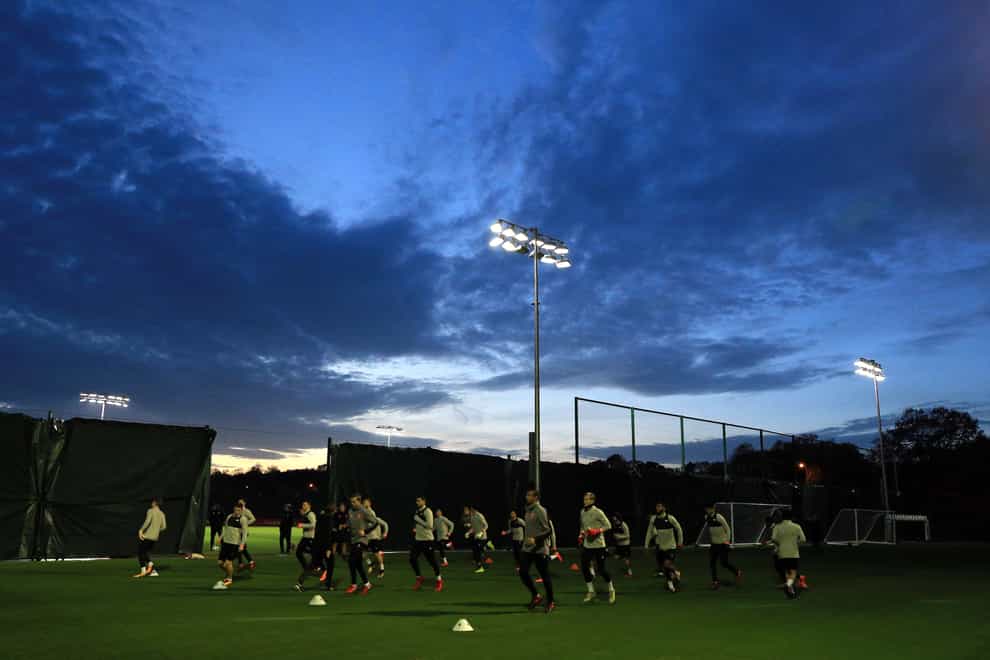 A general view of the Liverpool squad during the training session