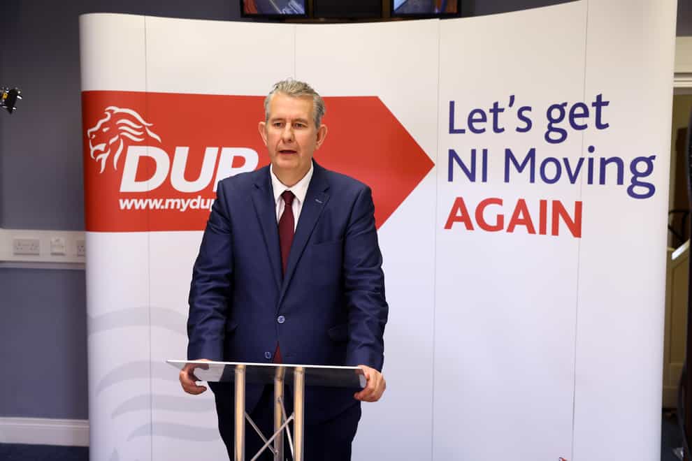 DUP Leader Designate Edwin Poots inside DUP Headquarters in Belfast after was elected as the new leader of the Democratic Unionist Party (Handout/PA)