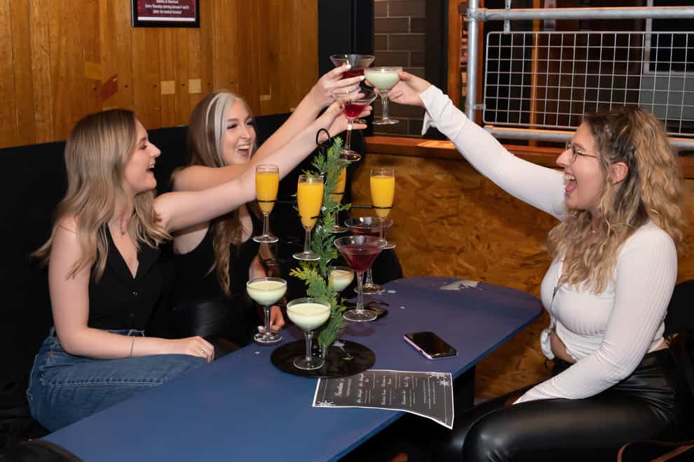 Customers get their first drink at the Showtime Bar in Huddersfield