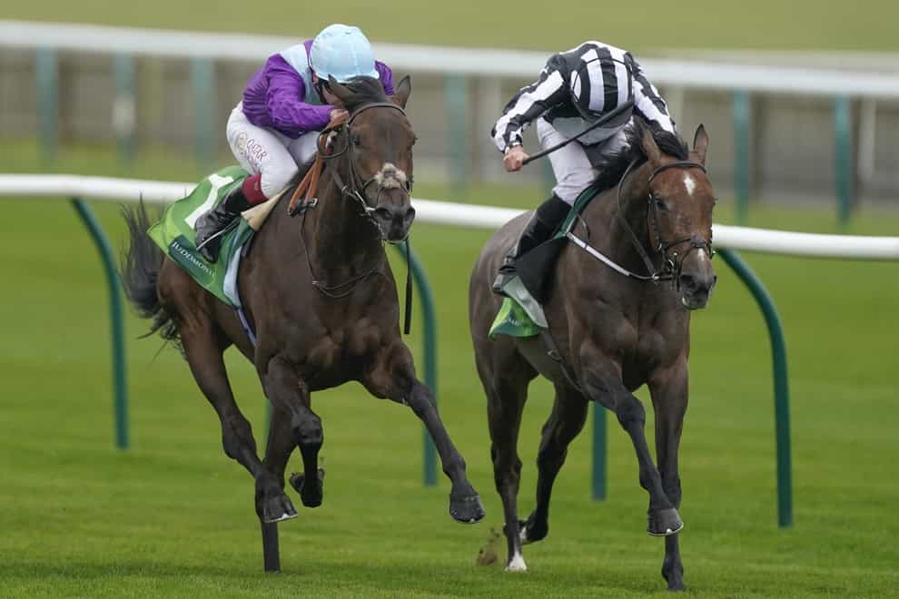 Miss Amulet (right) during the Juddmonte Cheveley Park Stakes at Newmarket Racecourse