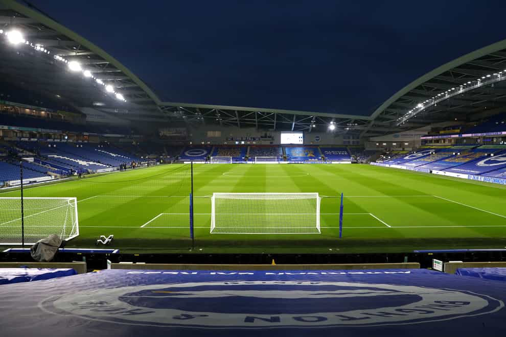 A crowd of just under 8,000 Brighton fans are set to be attendance at Tuesday's clash with Manchester City at the Amex Stadium (Clive Rose/PA).