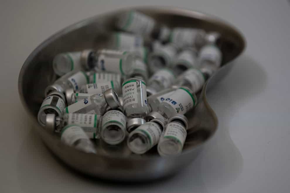 Empty vials of the Sinopharm vaccine
