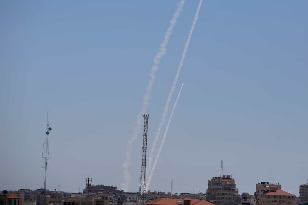Rockets are launched from the Gaza Strip to Israel