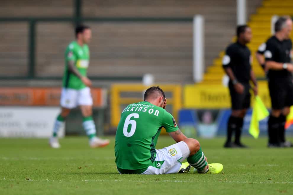 Yeovil's Luke Wilkinson was sent off after having a goal disallowed