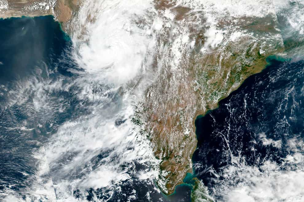 Cyclone Tauktae approaching India’s western coast (Nasa/AP)