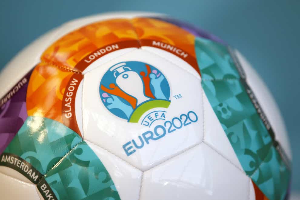 A Uefa Euro 2020 Logo on a Football (Jane Barlow/PA)