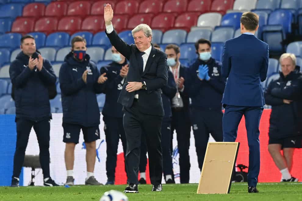 Crystal Palace manager Roy Hodgson salutes the fans following the defeat to Arsenal
