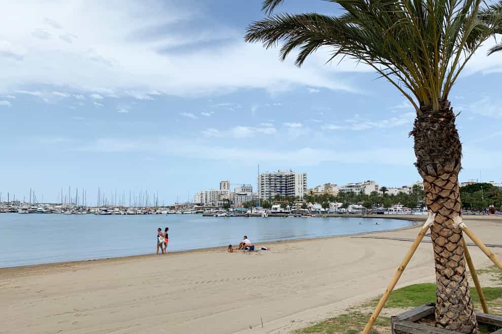 An empty beach on the Spanish island of Ibiza