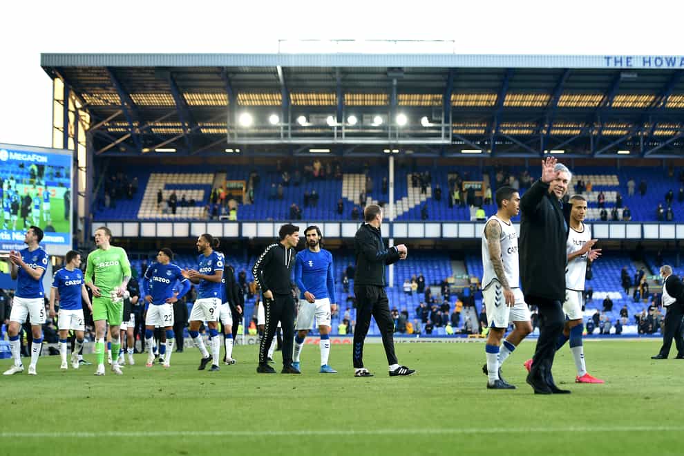 Carlo Ancelotti and his players saluted the returning fans at Goodison Park on Wednesday night