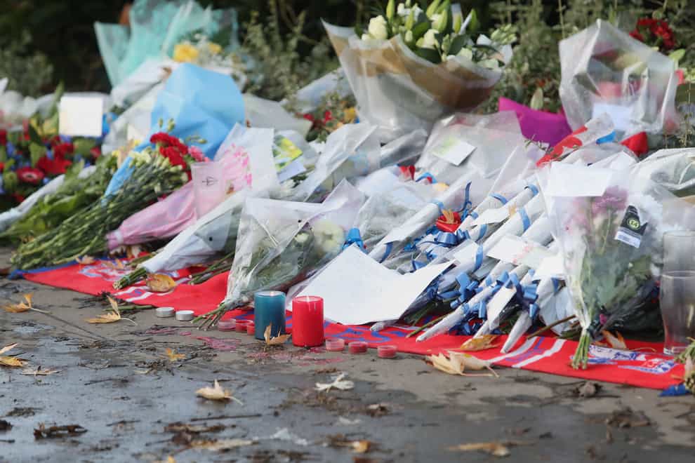 Flowers left at the scene near the Croydon tram crash