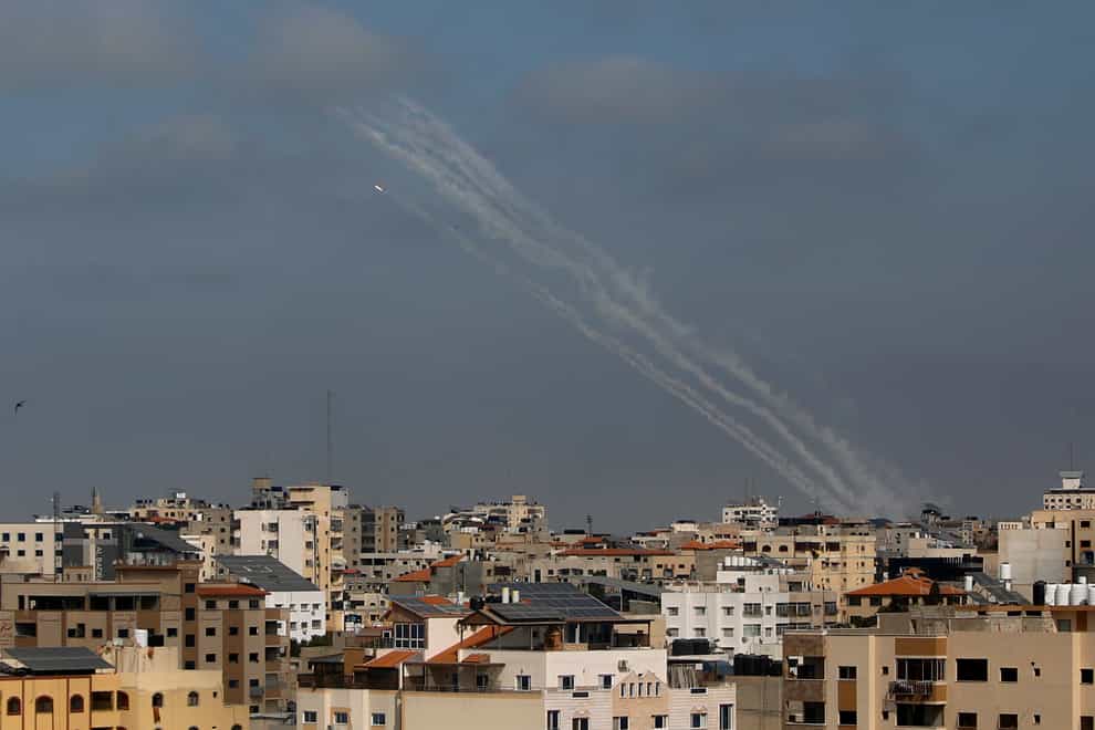 A rocket is launched from the Gaza Strip towards Israel