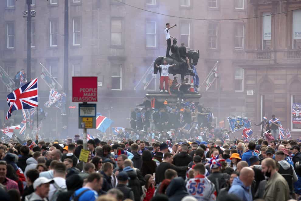 Rangers fans in George Square