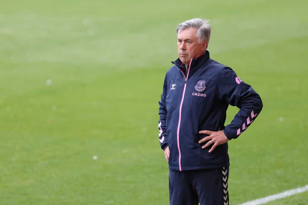 Everton manager Carlo Ancelotti stands with his hands on his hips
