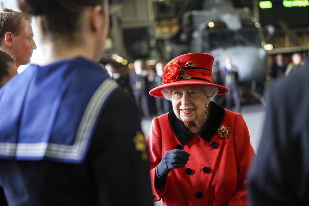 The Queen on HMS Queen Elizabeth