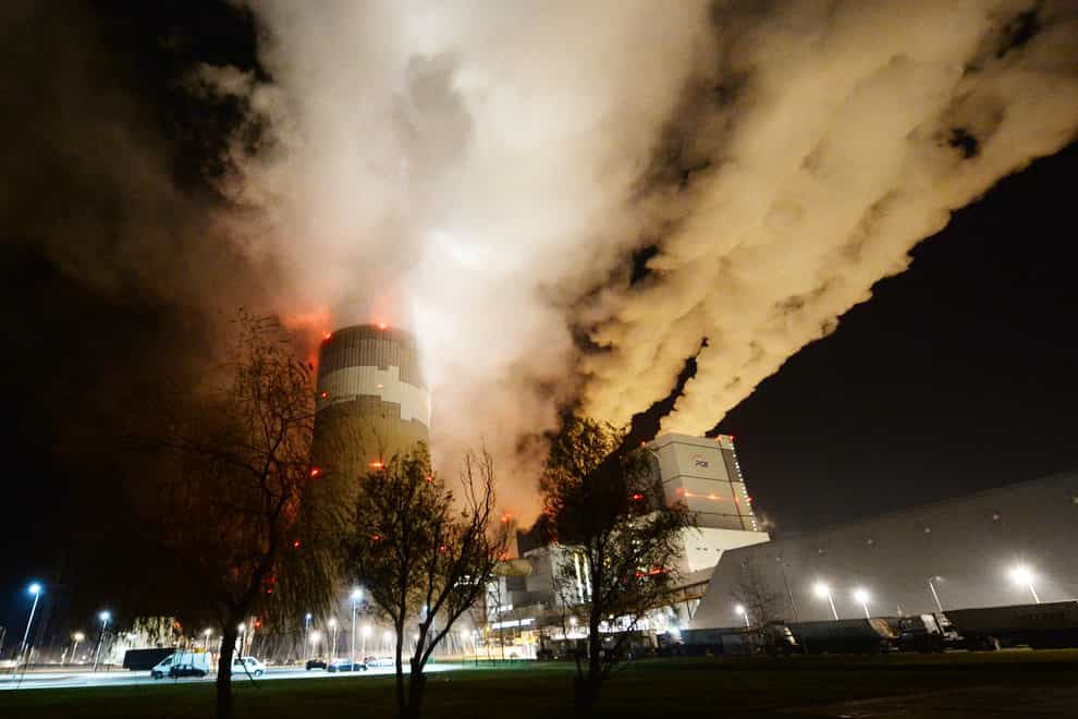Clouds of smoke over Europe's largest lignite power plant in Betchatow, central Poland