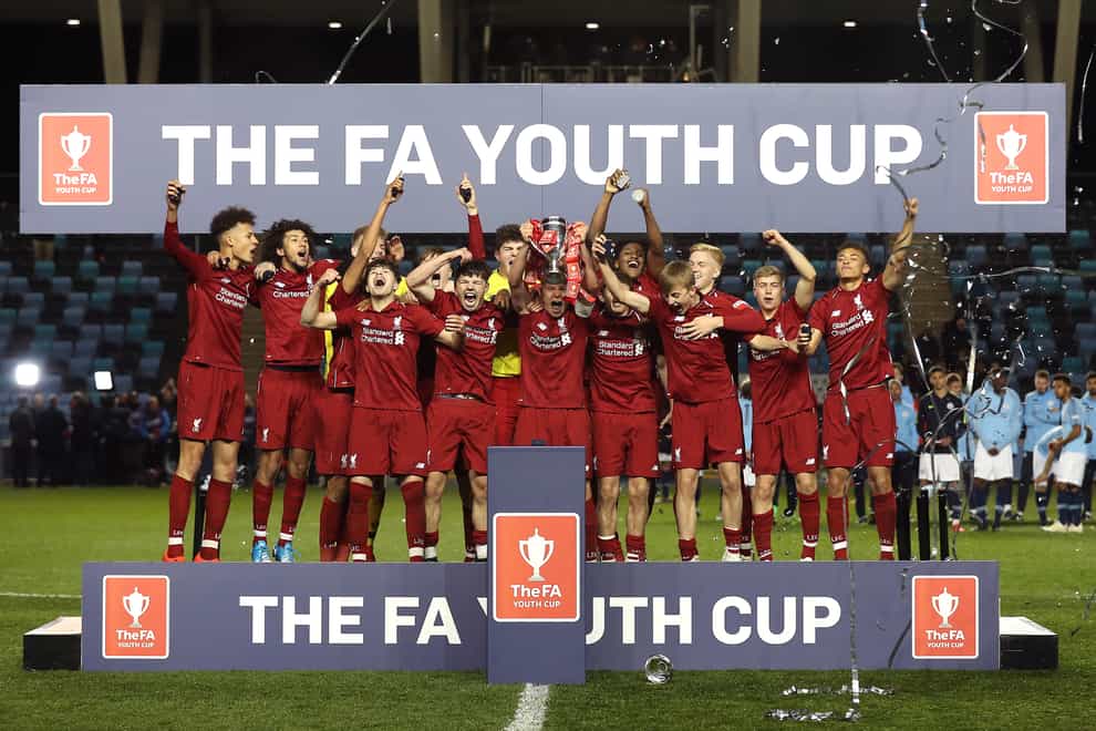 Liverpool's Under-18s celebrate winning the FA Youth Cup in 2019
