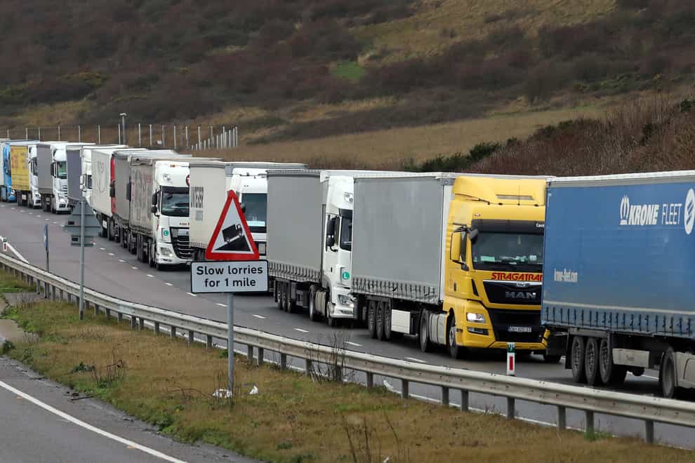 Lorries queuing for the port of Dover