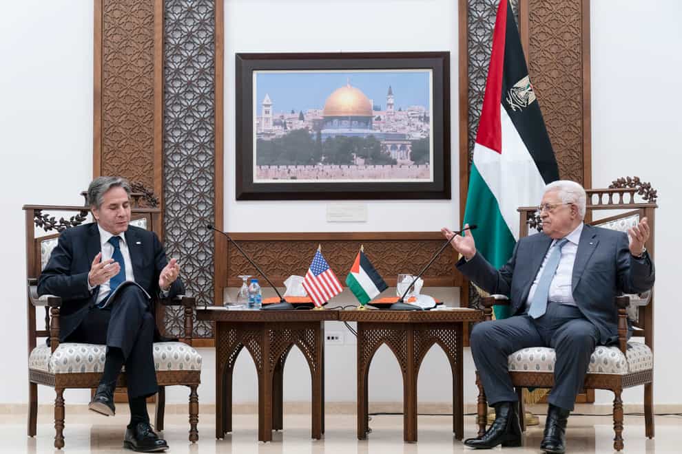 US secretary of state Antony Blinken with Palestinian president Mahmoud Abbas