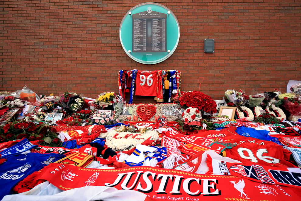 A memorial at Anfield for the Hillsborough disaster