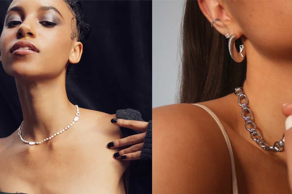 Models wear jewellery from Loveness Lee (L) and Astrid & Miyu