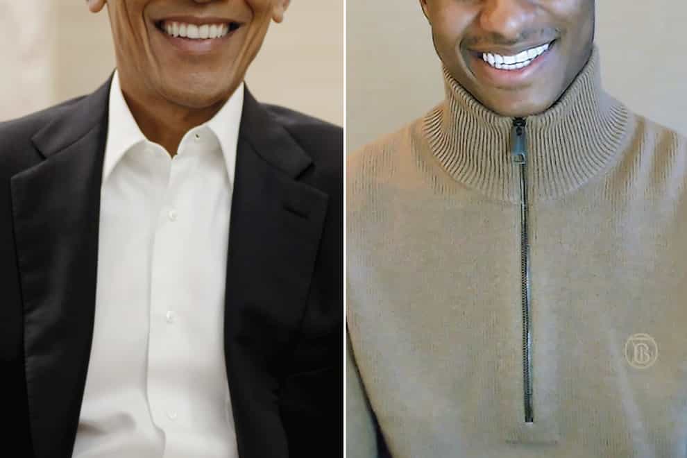 President Barack Obama (left) and Marcus Rashford in conversation on Zoom