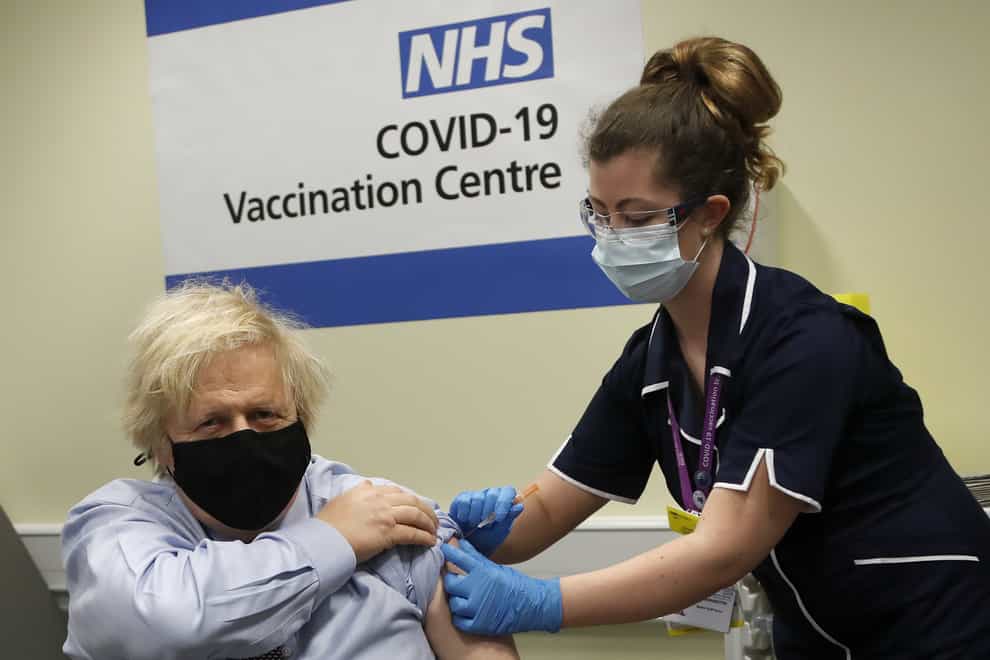 Boris Johnson receives a vaccine