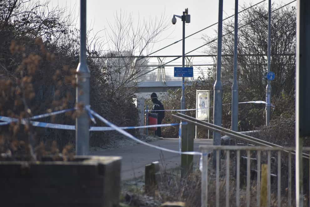 A police cordon near the Diglis footbridge in Worcester