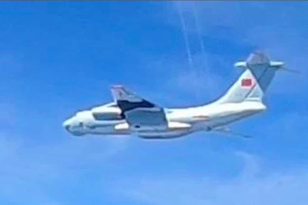 A Chinese People’s Liberation Army Air Force (PLAAF) Ilyushin Il-76 aircraft that Malaysian authorities said was in the airspace over Malaysia’s maritime zone near the coast of Sarawak state on Borneo island. (Royal Malaysian Air Force/AP)