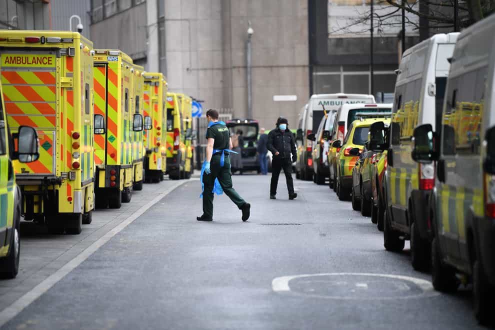 Ambulances at Whitechapel hospital in London during the peak of the second wave of Covid-19