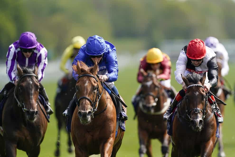 William Buick riding Hurricane Lane (second left) won the Dante Stakes at York last mont