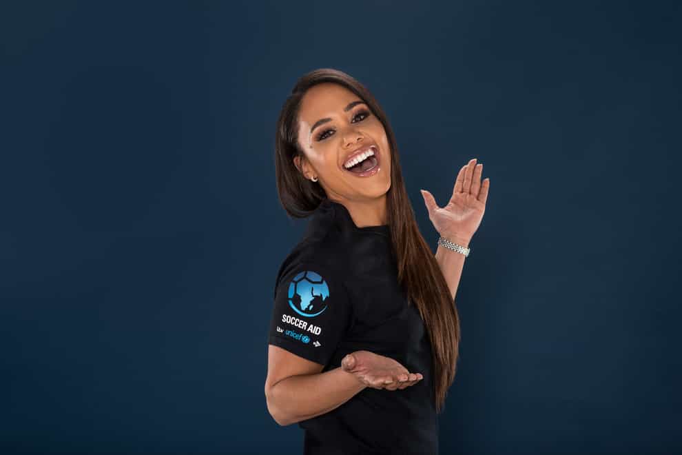 Presenter Alex Scott poses in a Soccer Aid for UNICEF t-shirt for the launch of Soccer Aid for UNICEF 2021.