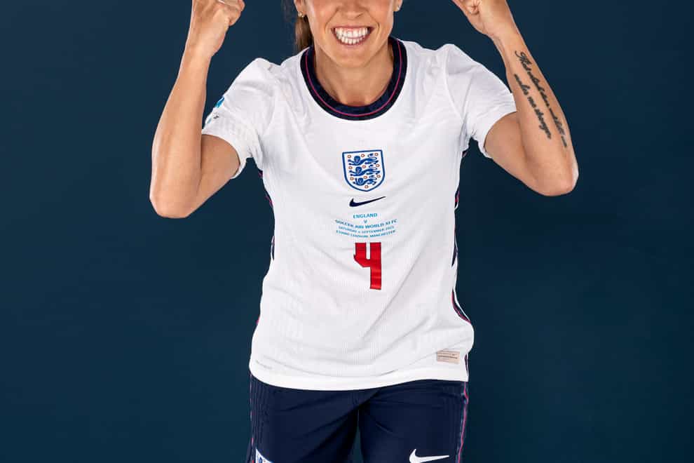 Fara Williams poses in a Soccer Aid for UNICEF football kit for the launch of Soccer Aid for UNICEF 2021