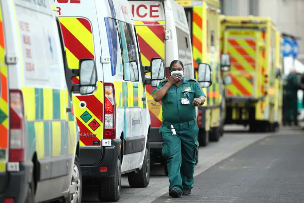 Ambulances outside the Royal London Hospital in London in January, during the second wave of the virus (Yui Mok/PA)