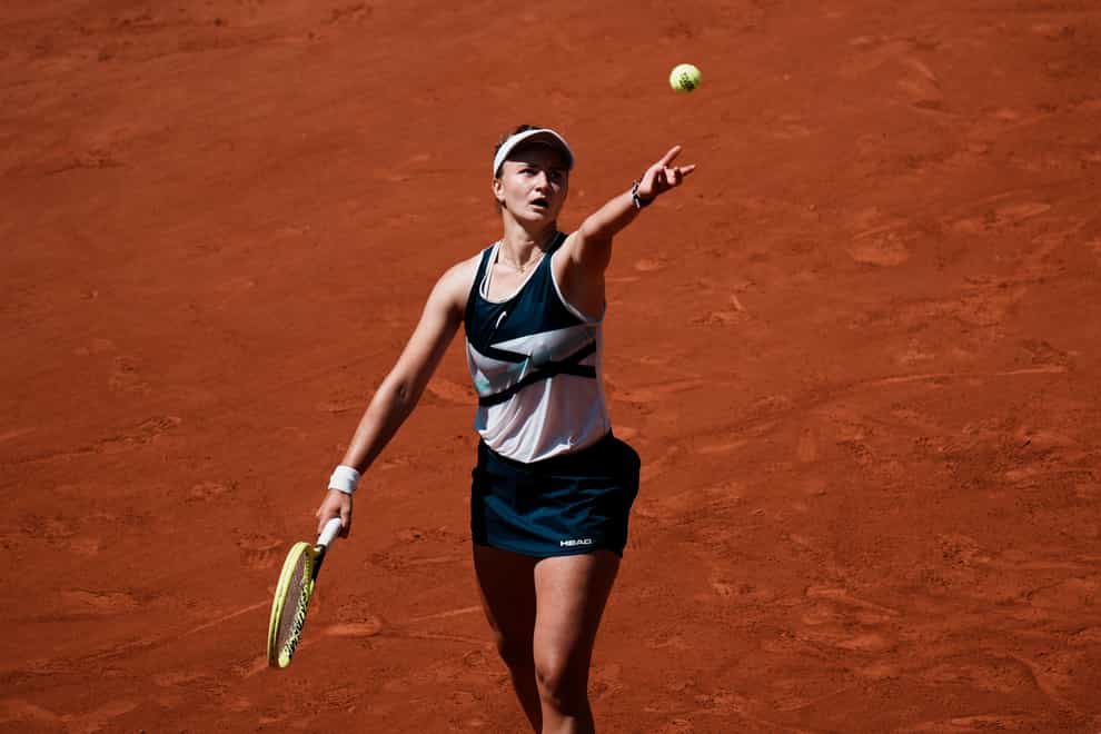 Barbora Krejcikova in action at the French Open