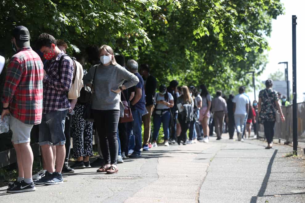 People queueing for coronavirus vaccine