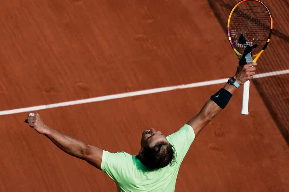 Rafael Nadal celebrates victory over Diego Schwartzman