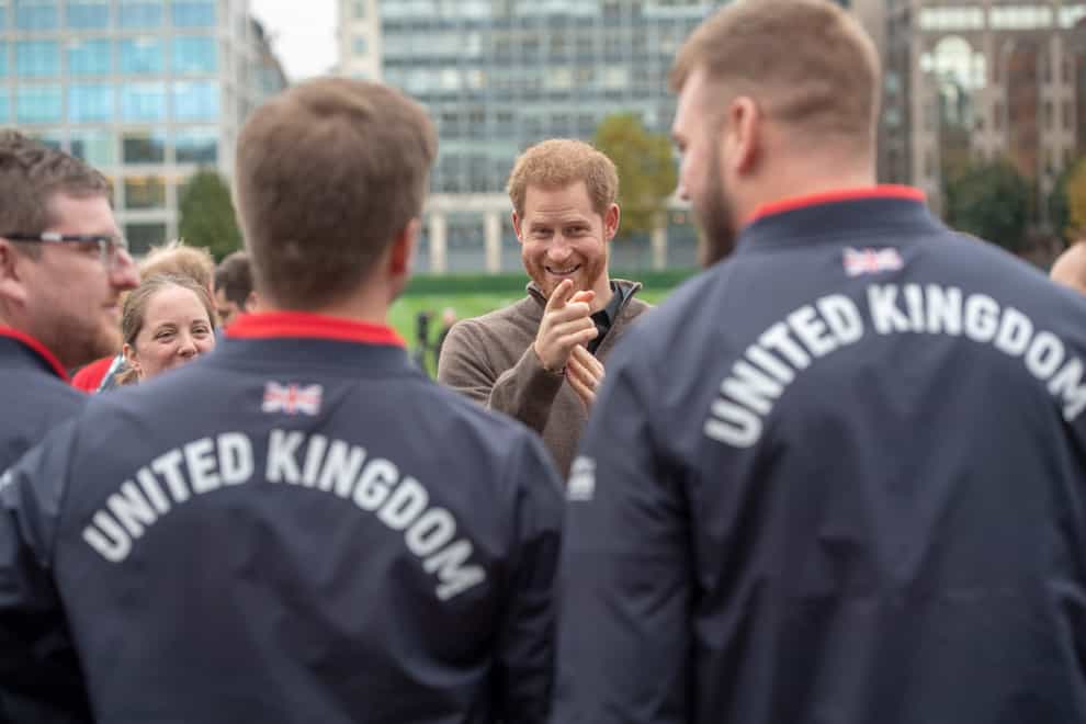 <p>The Duke of Sussex meets Team UK members ahead of last year's scheduled Invictus Games, which was called off due to the pandemic</p>