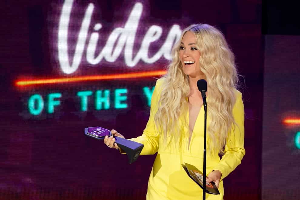 Carrie Underwood accepts the award for video of the year