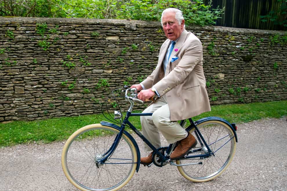 The Prince of Wales on a bike