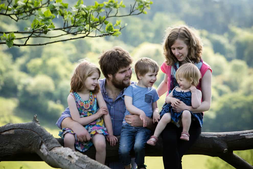 Zoe Powell and husband Josh with children Phoebe, Simeon and Amelia (Sarah Mak Photography)