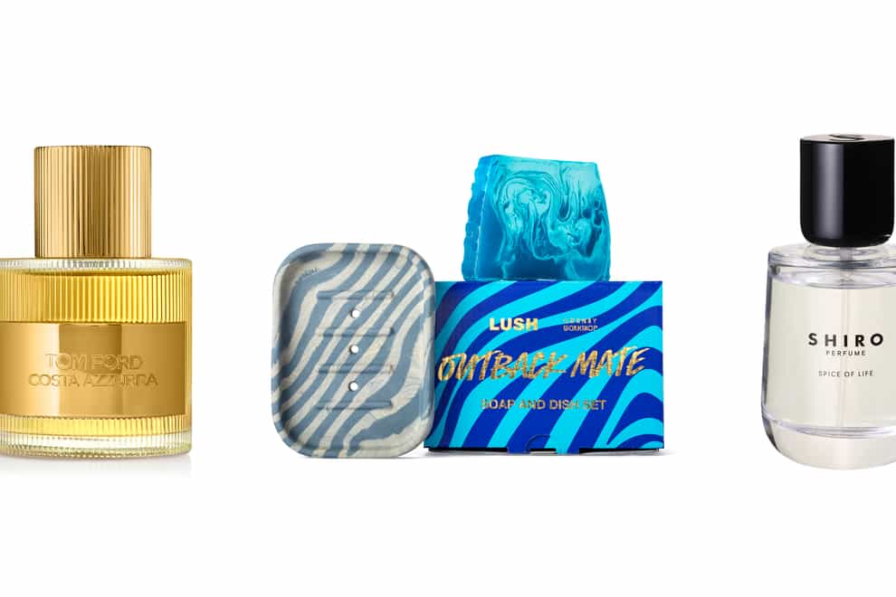 Tom Ford Costa Azzurra; Lush Outback Mate Soap & Dish Set; Shiro Perfume Spice of Life